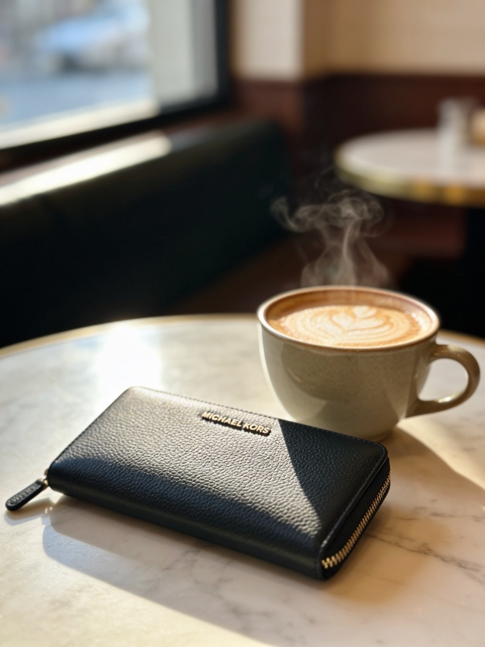 Michael Kors Black Pebbled Leather Zip-Around Wallet